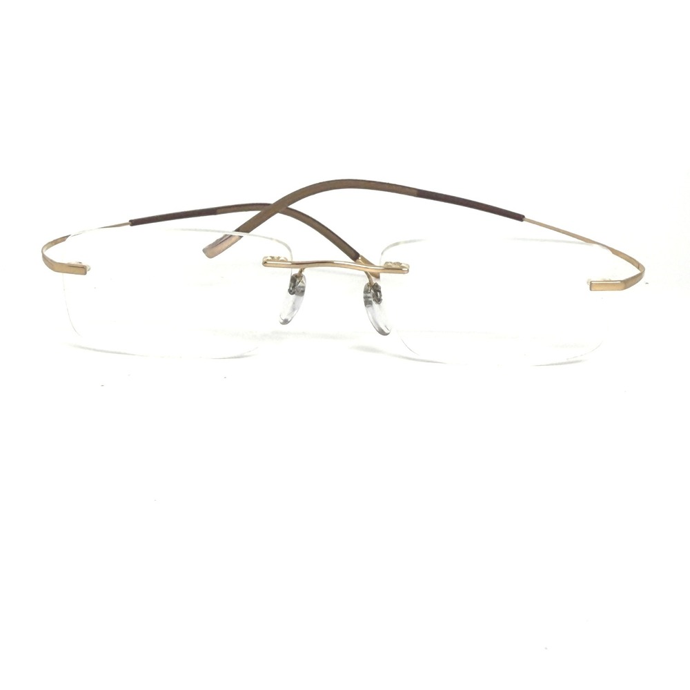 Silhouette‎ 7577 Rimless Eyeglasses Gold Brown Titanium Frame Glasses 21489